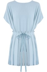 Mm6 By Maison Margiela TIE UP PLEATED BLOUSE S/S ICE BLUE